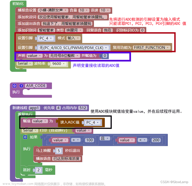 基于天问block编译环境下ASRPRO语音芯片程序编写教程（三）串口通信，多线程模块，ADC篇