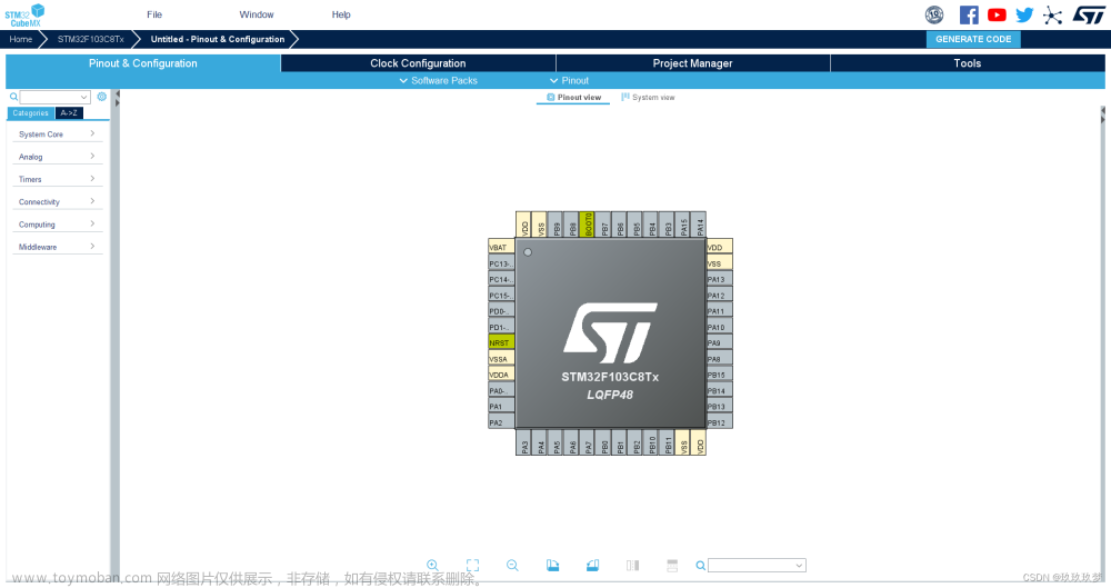 STM32CubeMX配置--STM32F103C8T6最小系统板