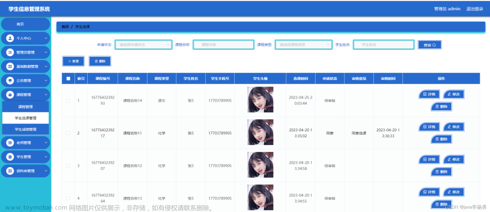 基于Java+SpringBoot+Vue前后端分離學(xué)生信息管理設(shè)計實現(xiàn)