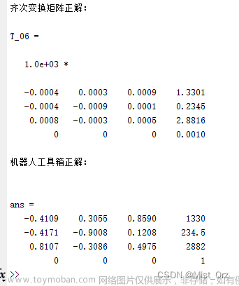 Matlab机器人运动学与正逆解算法学习笔记