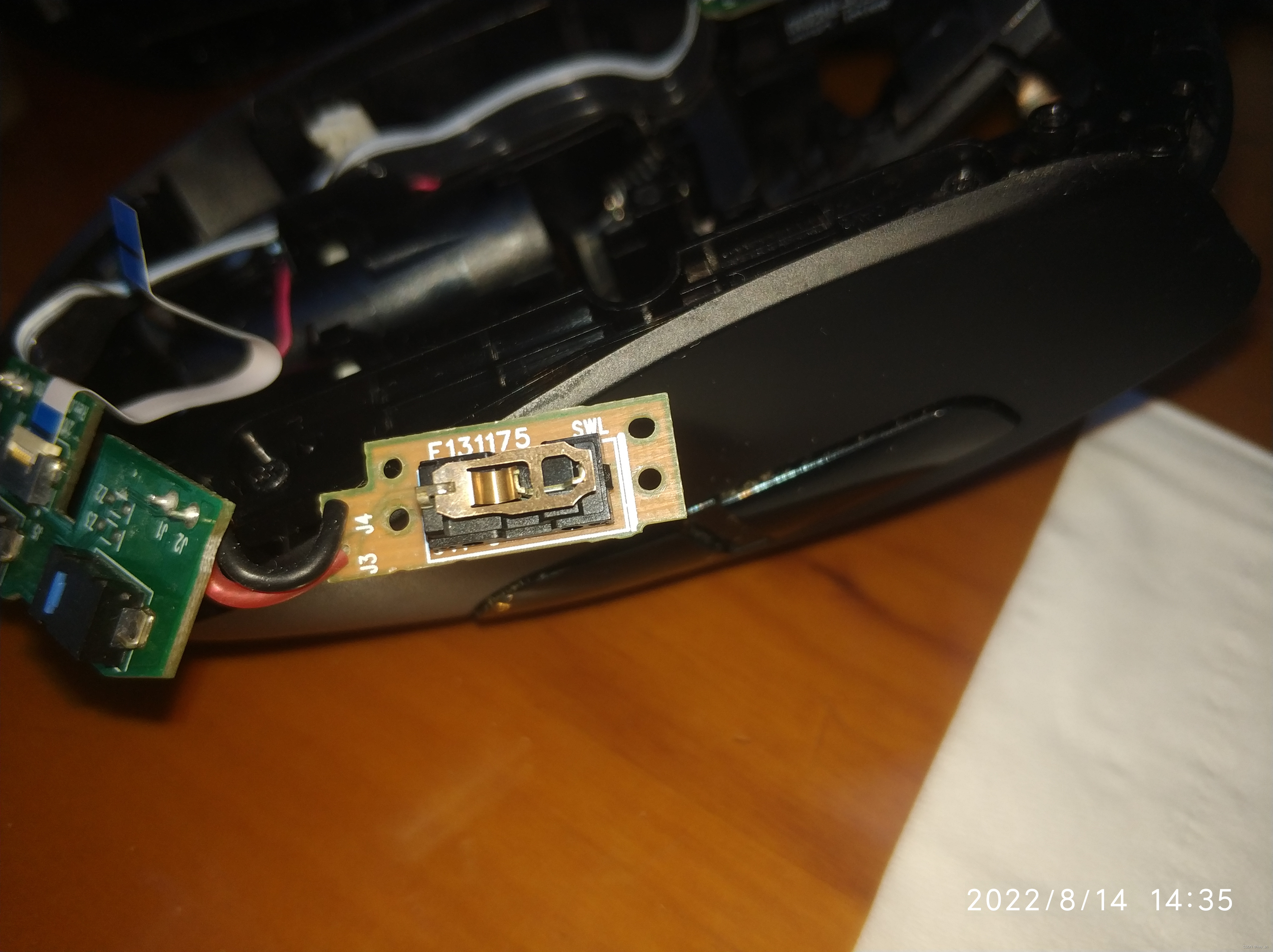 罗技G603鼠标欧姆龙D2FC-F-7N微动开关拆解修复双击问题要点解析