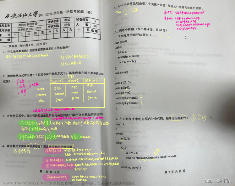 西安石油大學(xué)期末考試C++真題解析