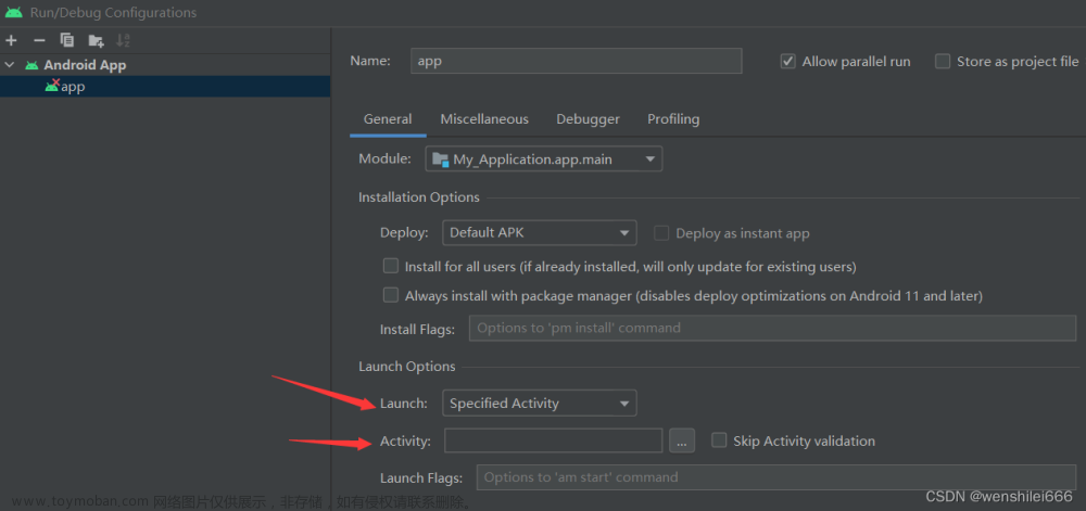 could not identify launch activity: default activity not found,android studio
