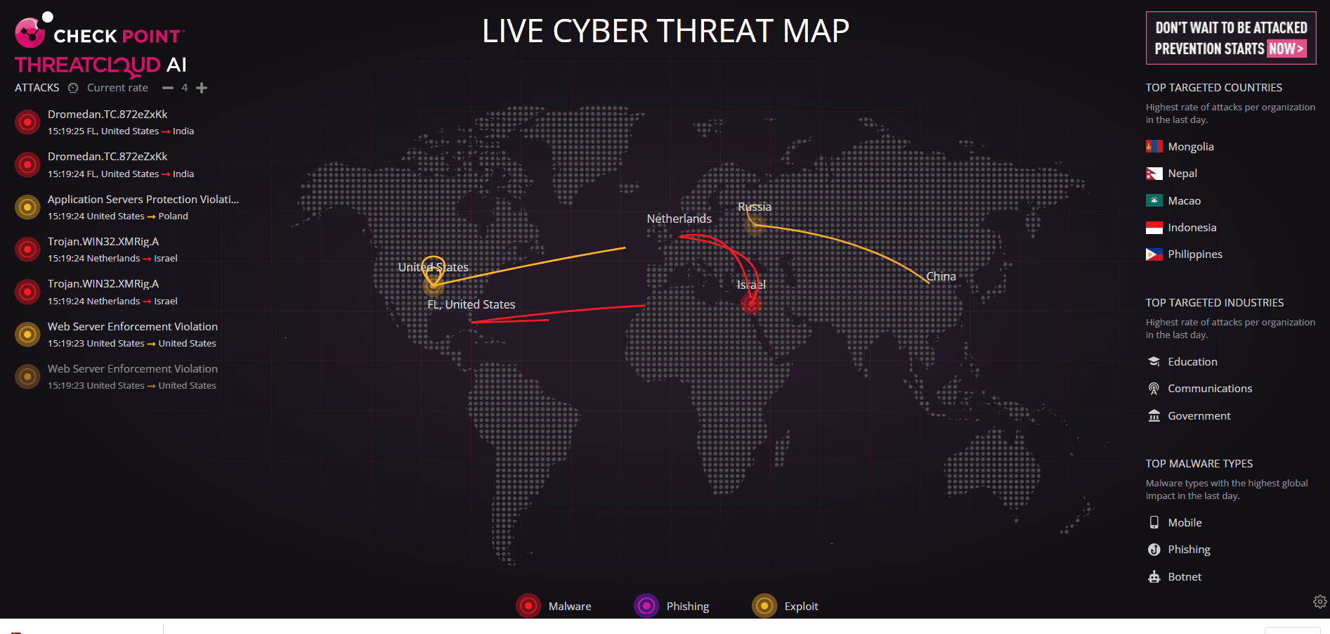 【网络安全】网络安全威胁实时地图 - 2023,语言-HTML,浏览器,网络