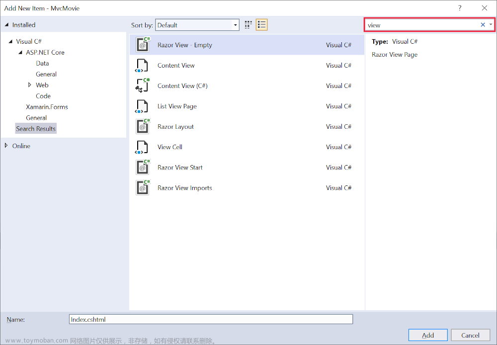 ASP.NET Core MVC -- 將視圖添加到 ASP.NET Core MVC 應(yīng)用,asp.net,mvc,后端