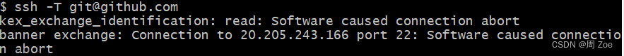 github上傳文件遇到錯誤：kex_exchange_identification: read: Software caused connection abort banner exchange:,git,github,git,ssh
