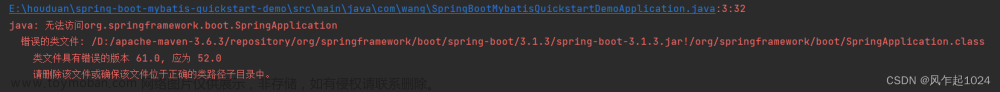 java: 无法访问org.springframework.boot.SpringApplication······类文件具有错误的版本 61.0, 应为 52.0。,java,开发语言