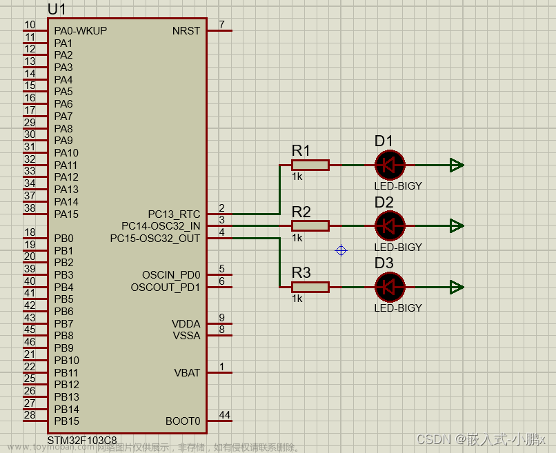 stm32f103c8t6点亮led,STM32F103,stm32,proteus,学习,单片机,嵌入式硬件