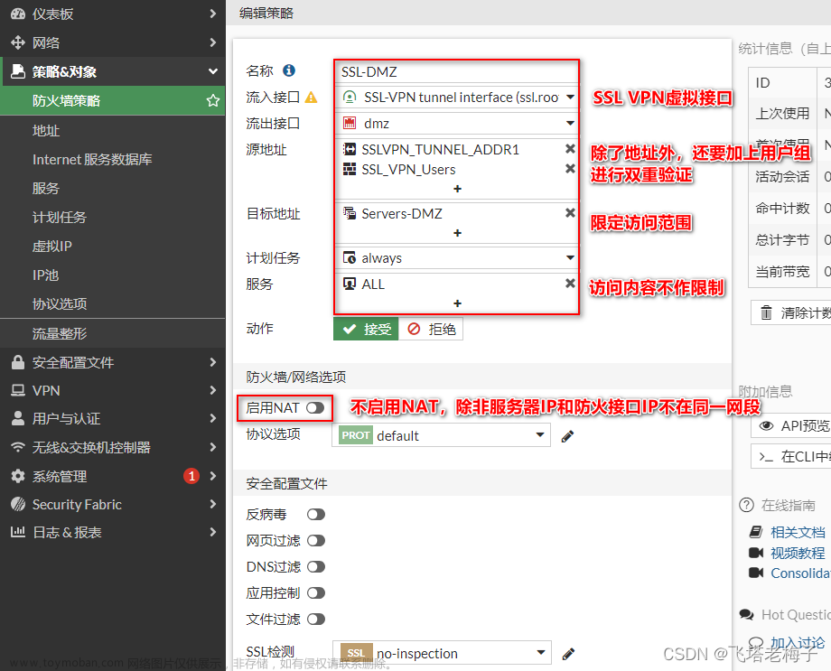 实验篇(7.2) 06. 通过安全隧道访问远端内网服务器 (FortiClient-SSL) ❀ 远程访问,# 远程访问实验,FortiOS 7.2,远程访问,实验,SSL,隧道