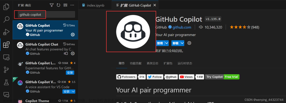 使用github copilot,github