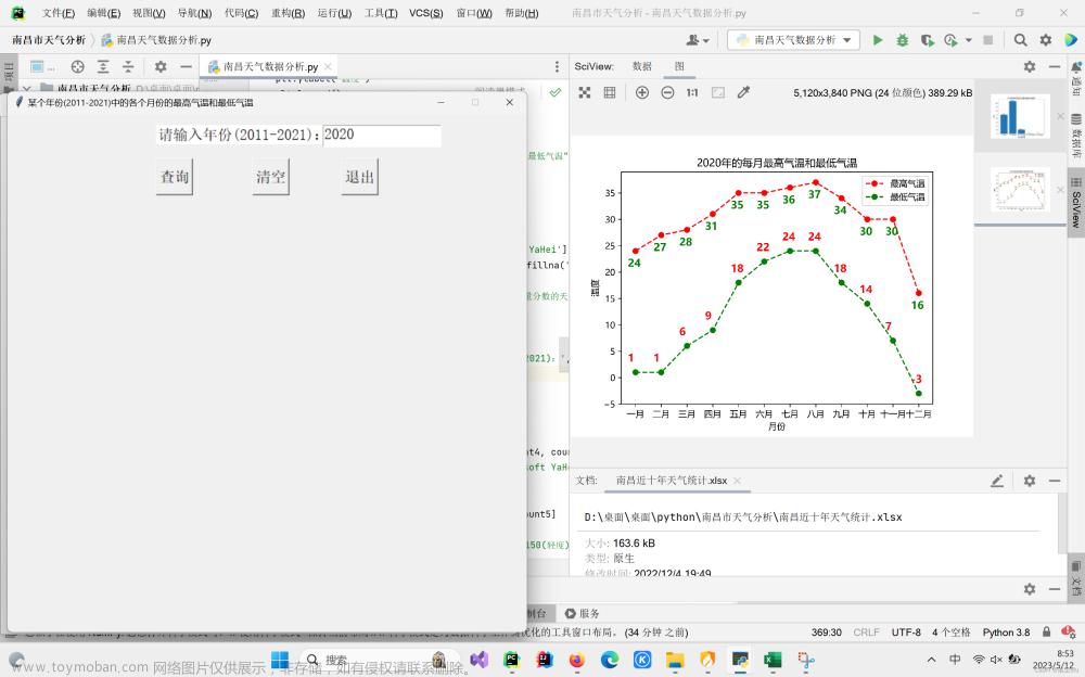python天气数据的爬取与分析,python,数据分析,matplotlib,numpy