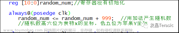 【友晶】基于FPGA的贪吃蛇游戏设计（七）——食物（苹果）的产生,DE10-Standard,DE1-SOC,DE2-115,fpga开发,游戏,科技