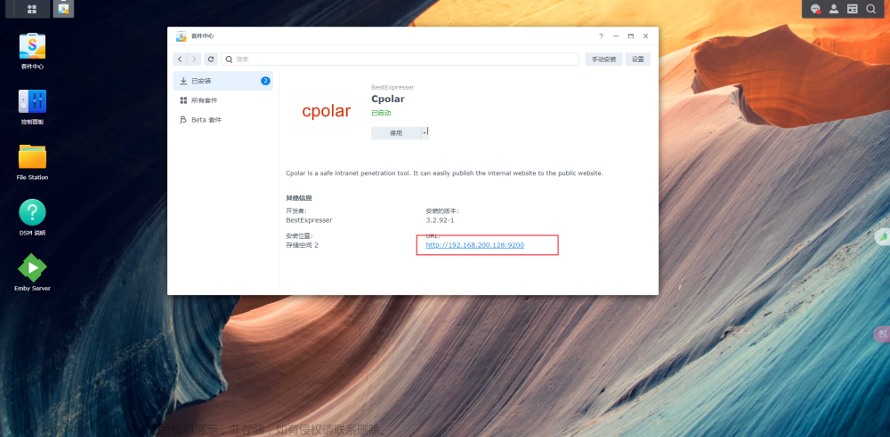 Nas群晖中安装Cpolar实现内网穿透,中间件