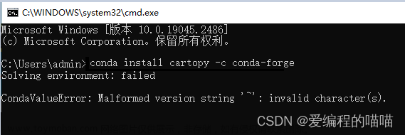 conda install出现CondaValueError: Malformed version string invalid character(s)解决方案