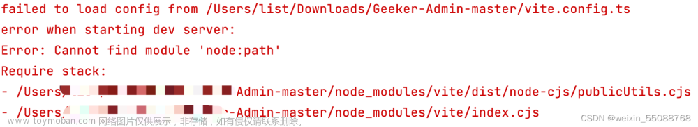 vite+vue3运行项目报错failed to load config from ../vite.config.ts / Cannot find module ‘node:path‘