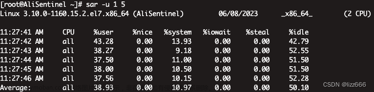 linux中系统性能监测命令sar，查看cpu、内存、磁盘、网络等使用情况