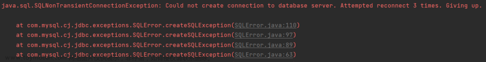 java.sql.SQLNonTransientConnectionException: Could not create connection to database server