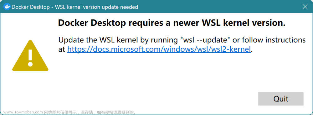 Docker Desktop requires a newer WSL kernel version.