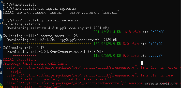 Python + selenium 安装问题，pip install selenium失败及解决方法