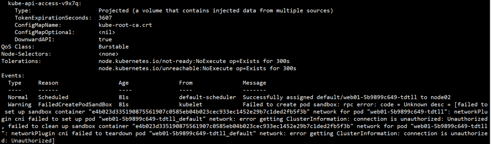 Failed to create pod sandbox: rpc error: code = Unknown desc = [failed to set up sandbox container