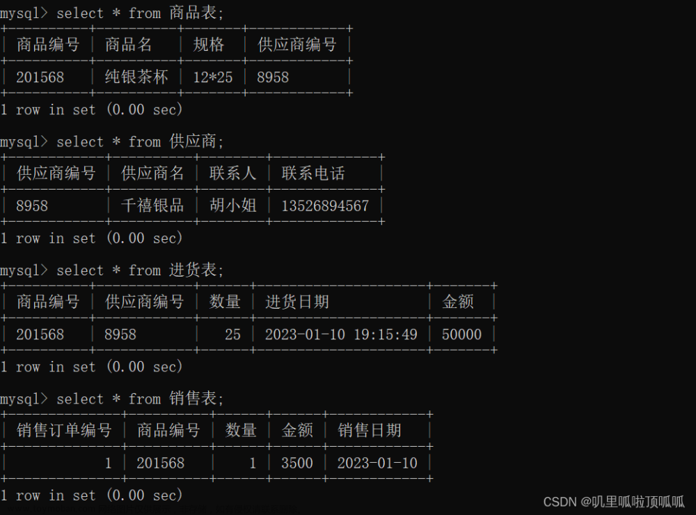 SQL数据库案例1——创建商店数据库