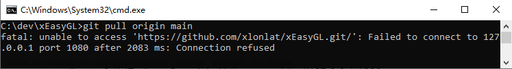 git pull出现fatal: unable to access ‘https://github.com/xxx.git‘: Failed to connect to github.com port