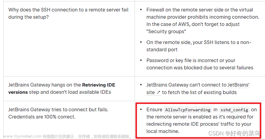 JetBrains Gateway远程连接用不了