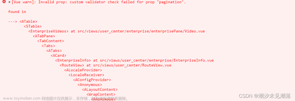 Invalid prop: custom validator check failed for prop “pagination“.