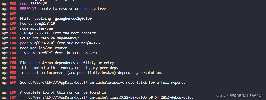 npm ERR! code ERESOLVE npm ERR! ERESOLVE could not resolve