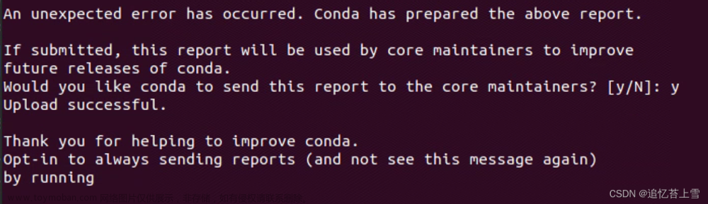 An unexpected error has occurred. Conda has prepared the above report