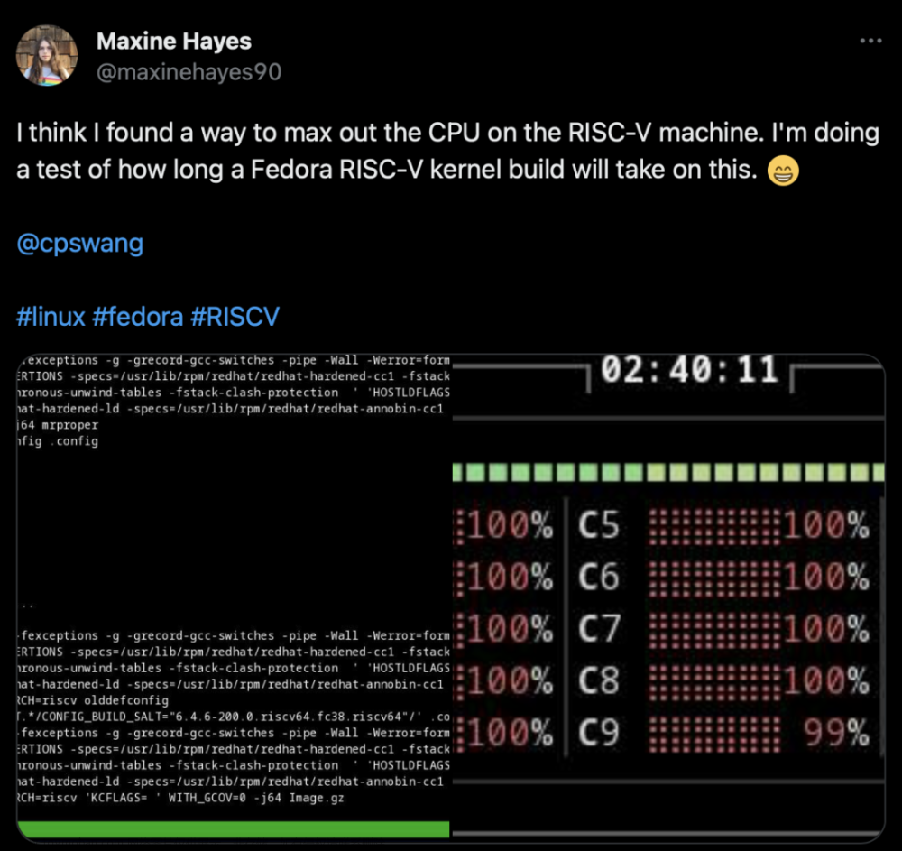 RISC-V云测平台：Compiling The Fedora Linux Kernel Natively on RISC-V