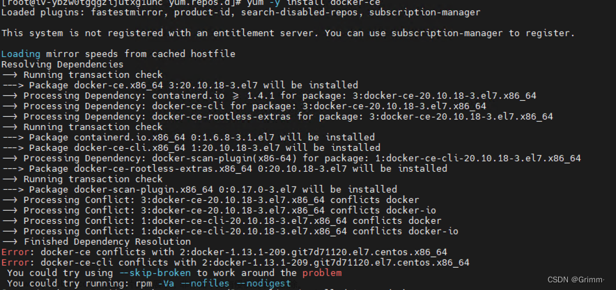 安装docker-ce时报错Error: docker-ce conflicts with 2:docker-1.13.1-209.git7d71120.el7.centos.x86_64
