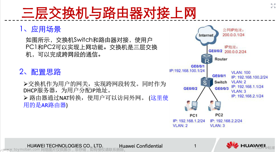 华为三层交换机与路由器对接上网