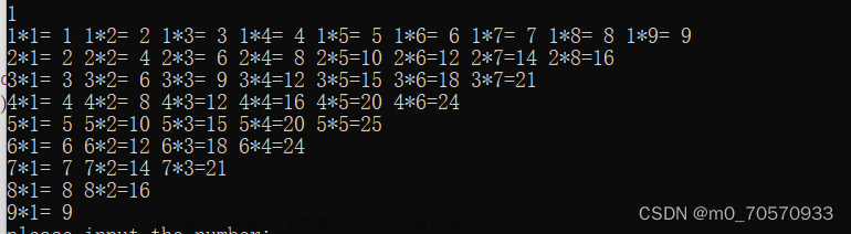 C语言写九九乘法表（五种方法）