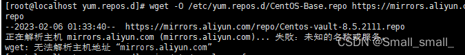 正在解析主机 mirrors.aliyun.com (mirrors.aliyun.com)... 失败：未知的名称或服务。wget: 无法解析主机地址 “mirrors.aliyun.com”