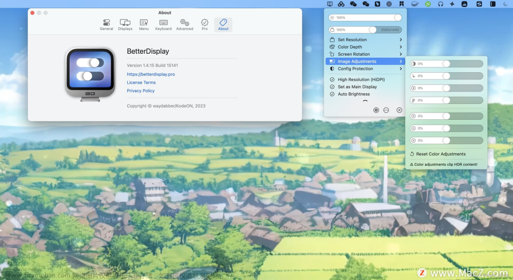 苹果电脑显示器校准推荐 BetterDisplay Pro for Mac