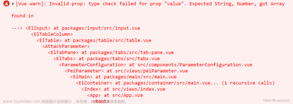 [VUE]报错: Invalid prop: type check failed for prop “value“. Expected String, Number, got Array found