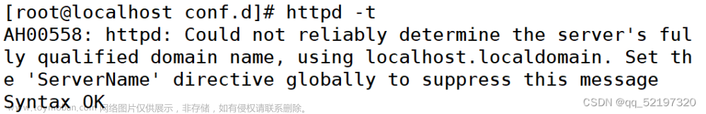 解决AH00558: httpd: Could not reliably determine the server‘s fully qualified domain name, using local