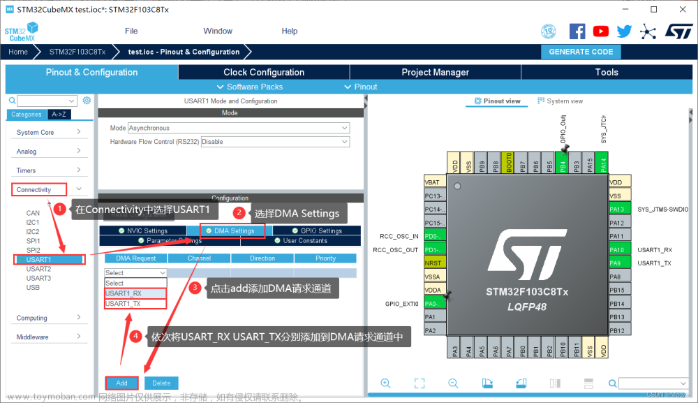 【STM32笔记】STM32的串口数据收发基础（四）（USART DMA模式）