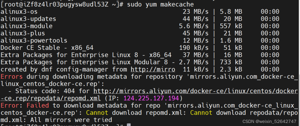 Failed to download metadata for repo ‘mirrors.aliyun.com docker-ce linuxcentos docker-ce.rep‘解决记录