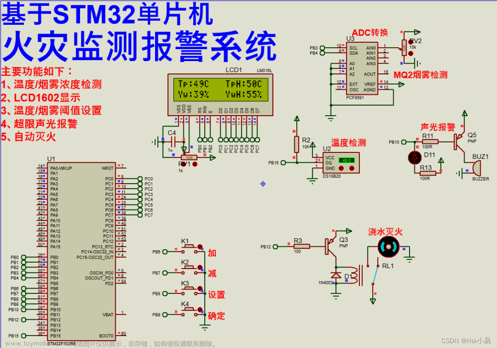 【Proteus仿真】【STM32单片机】火灾监测报警系统设计