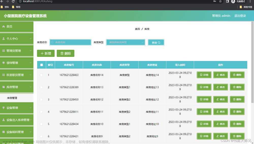 小型医院医疗设备管理系统|基于springboot小型医院医疗设备管理系统设计与实现(源码+数据库+文档),计算机毕业设计项目,spring boot,后端,小型医疗设备管理系统,java,代码,论文,毕设答疑