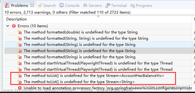 The method toList() is undefined for the type Stream