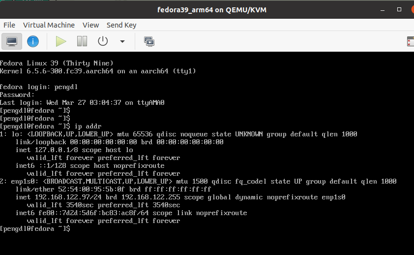 在Ubuntu上用Qemu模拟ARM版本的Fedora39