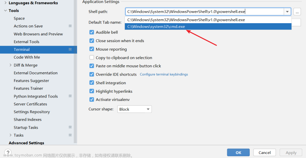 please open anaconda prompt, and run `conda init powershell` there.,pycharm,conda,python