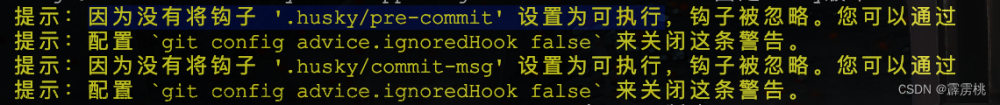 git commit使用husky校验代码格式报错 因为没有将钩子 ‘.husky/pre-commit‘ 设置为可执行