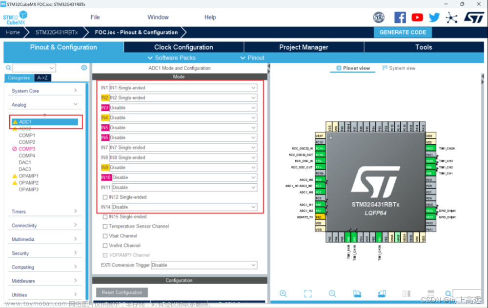 foc控制配置分频和adc采样时刻,电机FOC控制,stm32,嵌入式硬件,单片机