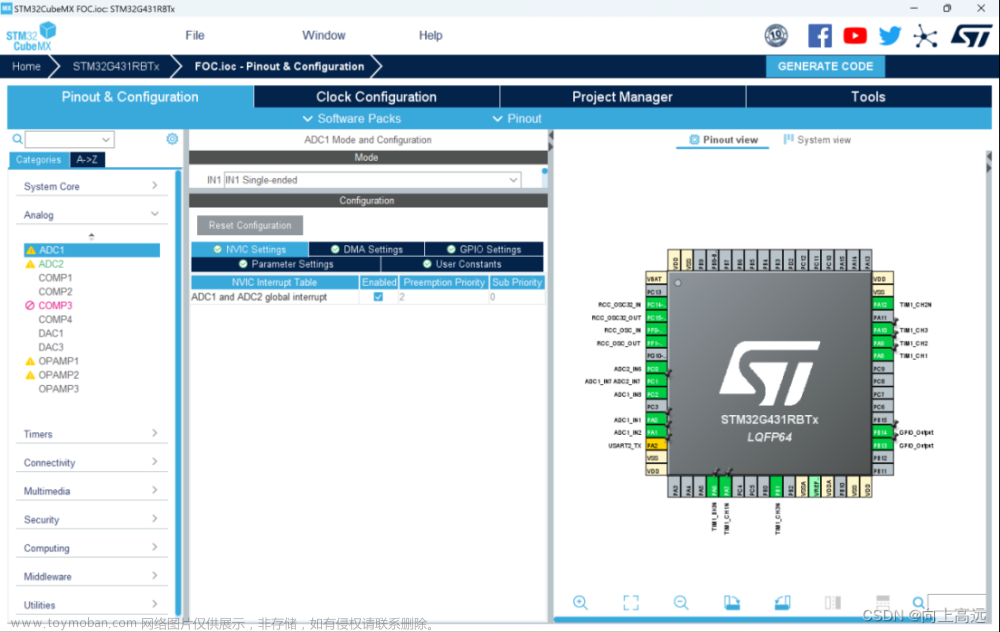 foc控制配置分频和adc采样时刻,电机FOC控制,stm32,嵌入式硬件,单片机